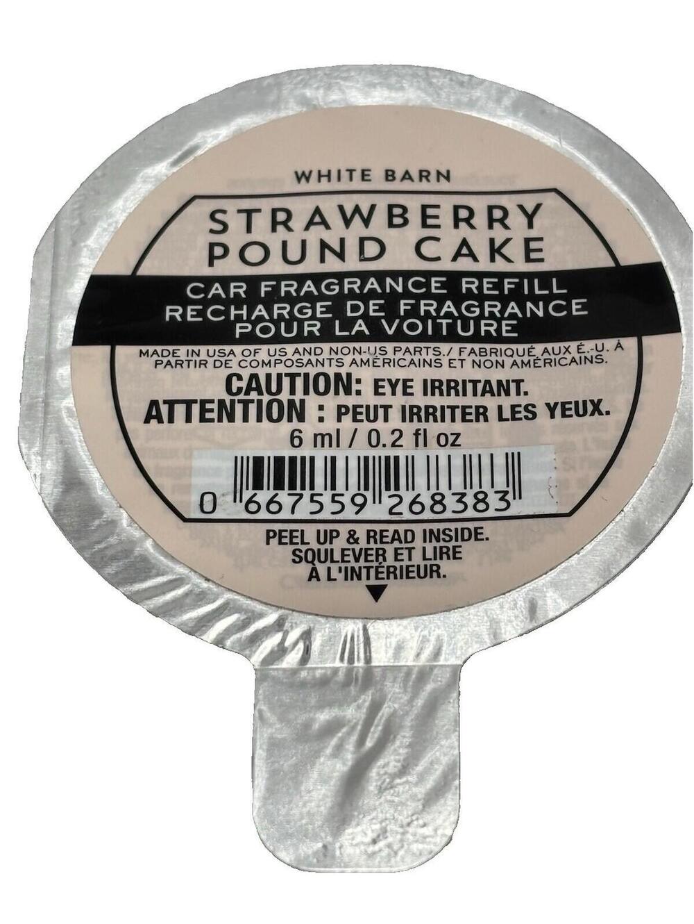 Bath & Body Works Strawberry Pound Cake Car Fragrance Refill 0.2 fl oz 6ml NEW